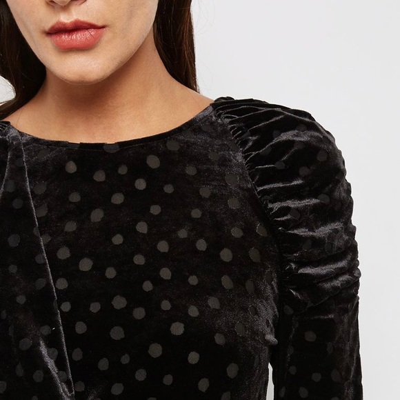 NEW TOPSHOP BLACK ASYMMETRICAL BURNOUT VELVET MINI DRESS - Picture 3 of 9